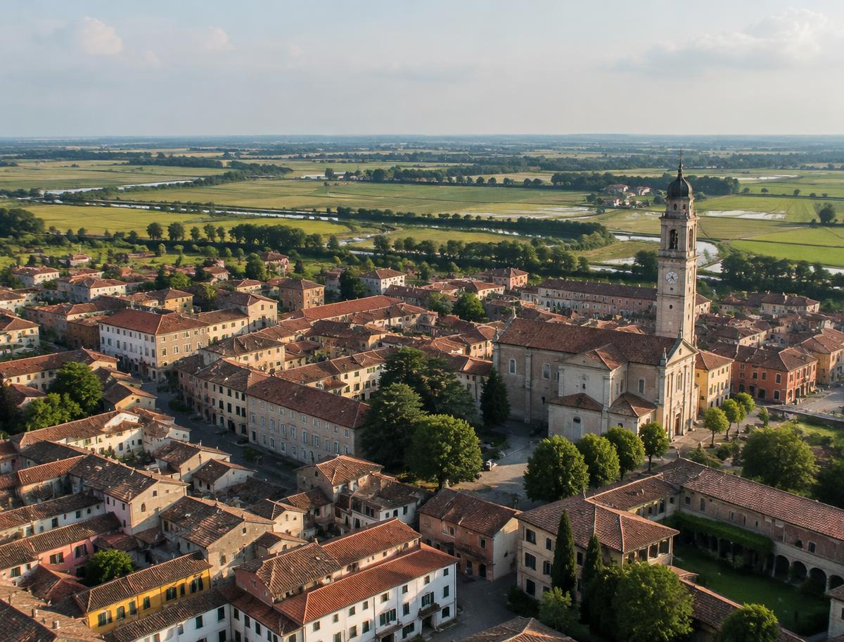 Veduta aerea di un comune del Magentino